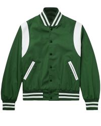 Varsity Satin jacket Forest Green Single stripe